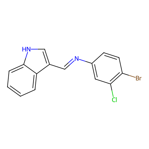 4-bromo-3-chloro-N-(1H-indol-3-ylmethylene)aniline structure