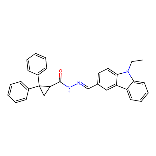 N'-[(9-ethyl-9H-carbazol-3-yl)methylene]-2,2-diphenylcyclopropanecarbohydrazide structure