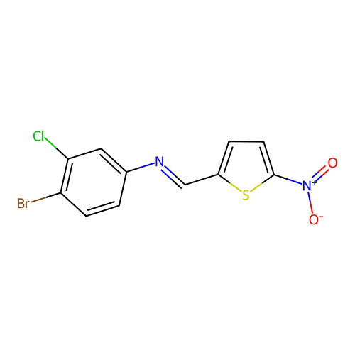 4-bromo-3-chloro-N-[(5-nitro-2-thienyl)methylene]aniline structure