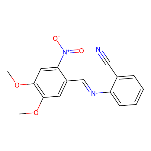 2-({2-Nitro-4,5-dimethoxybenzylidene}amino)benzonitrile structure