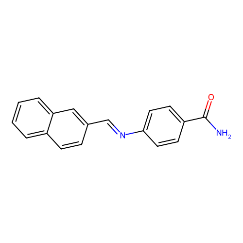4-{[(E)-naphthalen-2-ylmethylidene]amino}benzamide structure