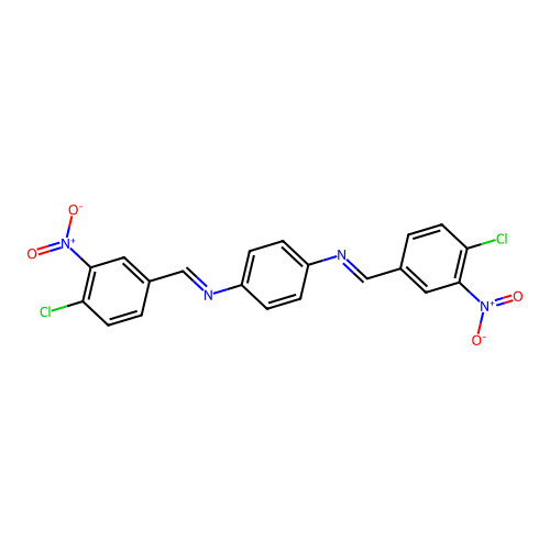 N,N'-bis[(E)-(4-chloro-3-nitrophenyl)methylidene]benzene-1,4-diamine structure
