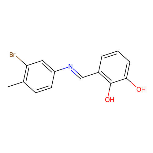 3-{[(3-Bromo-4-methylphenyl)imino]methyl}-1,2-benzenediol structure