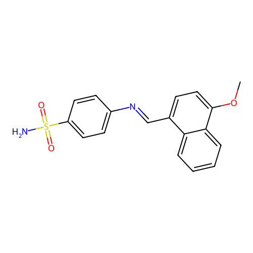 4-{[(E)-(4-methoxynaphthalen-1-yl)methylidene]amino}benzenesulfonamide structure