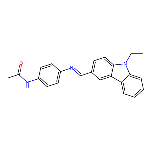 N-(4-{[(9-ethyl-9H-carbazol-3-yl)methylene]amino}phenyl)acetamide structure