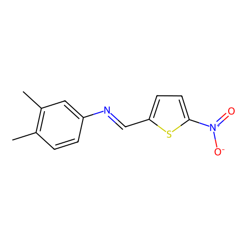 3,4-dimethyl-N-[(E)-(5-nitrothiophen-2-yl)methylidene]aniline structure