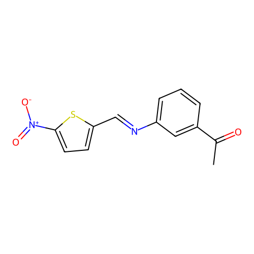 1-{3-[({5-Nitro-2-thienyl}methylene)amino]phenyl}ethanone structure