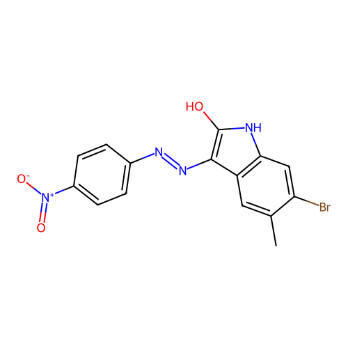 6-bromo-5-methyl-3-[(4-nitrophenyl)hydrazono]-1,3-dihydro-2H-indol-2-one structure