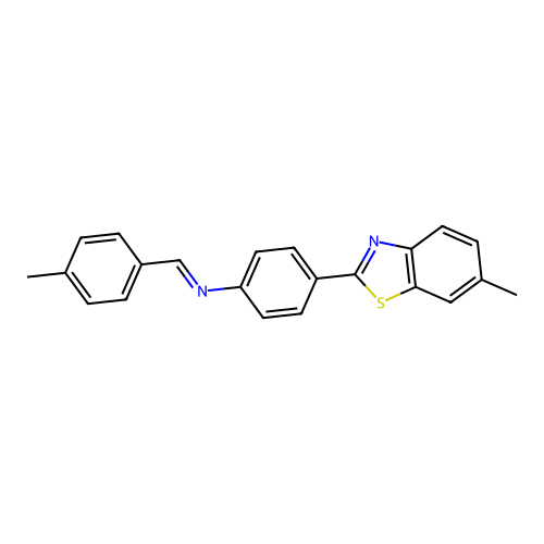 4-(6-methyl-1,3-benzothiazol-2-yl)-N-(4-methylbenzylidene)aniline structure