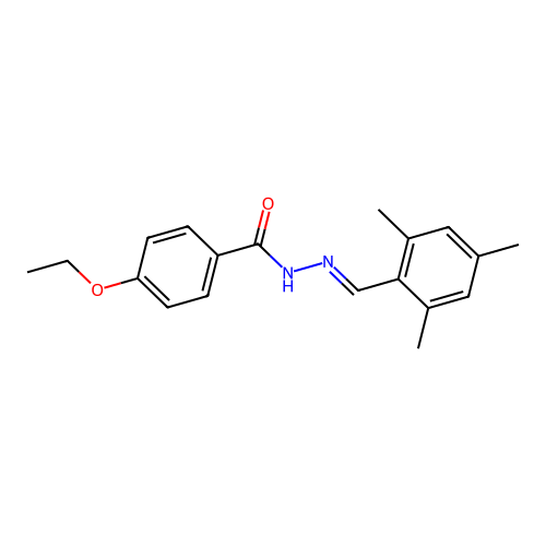 4-ethoxy-N-[(E)-(2,4,6-trimethylphenyl)methylideneamino]benzamide structure