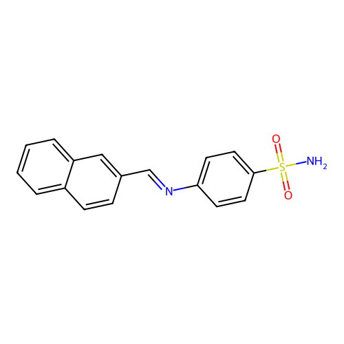 4-{[(E)-naphthalen-2-ylmethylidene]amino}benzenesulfonamide structure