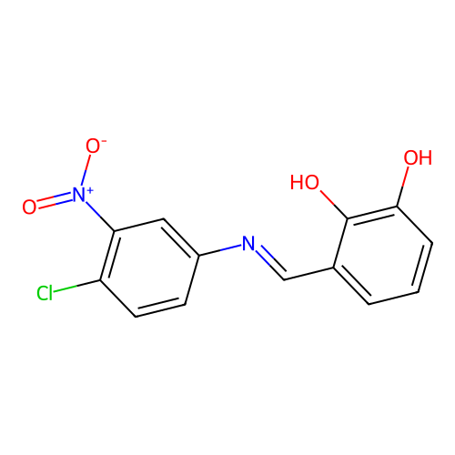 3-{(E)-[(4-chloro-3-nitrophenyl)imino]methyl}benzene-1,2-diol structure
