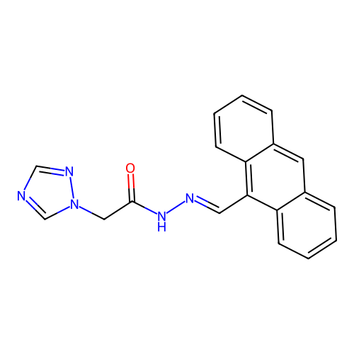 N-(9-anthrylmethyleneamino)-2-(1,2,4-triazol-1-yl)acetamide structure