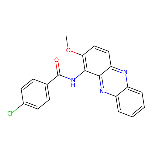 4-chloro-N-(2-methoxyphenazin-1-yl)benzamide structure