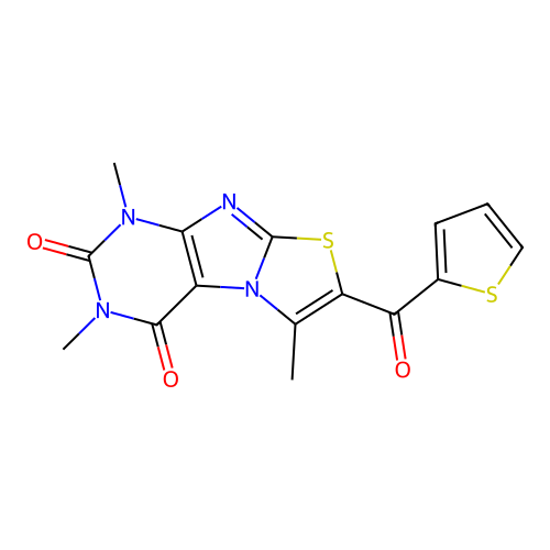 1,3,6-trimethyl-7-(thiophene-2-carbonyl)thiazolo[2,3-f]purine-2,4(1H,3H)-dione structure