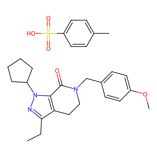 1-CYCLOPENTYL-3-ETHYL-6-(4-METHOXYBENZYL)-1,4,5,6-TETRAHYDRO-7H-PYRAZOLO[3,4-C]PYRIDIN-7-ONE 4-METHYLBENZENE-1-SULFONATE structure