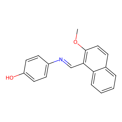 4-{[(2-Methoxy-1-naphthyl)methylene]amino}phenol structure