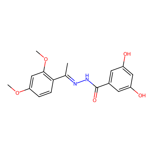 N'-[1-(2,4-dimethoxyphenyl)ethylidene]-3,5-dihydroxybenzohydrazide structure