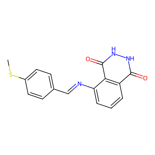 5-{[4-(Methylsulfanyl)benzylidene]amino}-2,3-dihydro-1,4-phthalazinedione structure