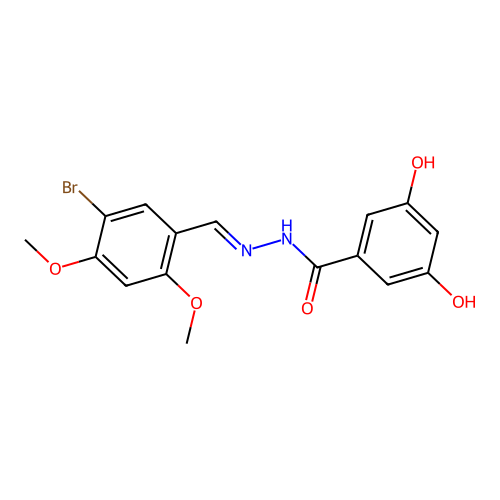 N'-(5-bromo-2,4-dimethoxybenzylidene)-3,5-dihydroxybenzohydrazide structure