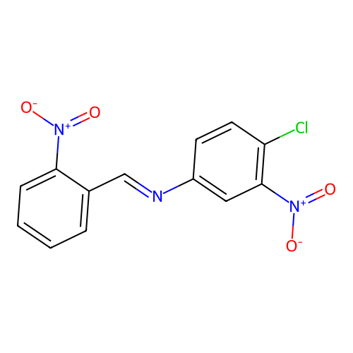 4-chloro-3-nitro-N-[(E)-(2-nitrophenyl)methylidene]aniline structure