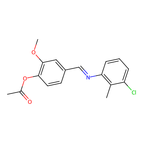 Acetic acid, 4-(3-chloro-2-methylphenyliminomethyl)-2-methoxyphenyl ester structure