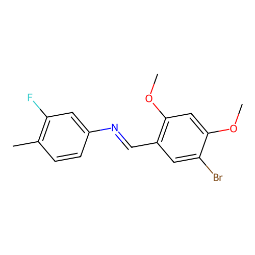 N-[(E)-(5-bromo-2,4-dimethoxyphenyl)methylidene]-3-fluoro-4-methylaniline structure