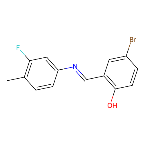 4-bromo-2-{(E)-[(3-fluoro-4-methylphenyl)imino]methyl}phenol structure