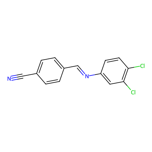 4-{(E)-[(3,4-dichlorophenyl)imino]methyl}benzonitrile structure