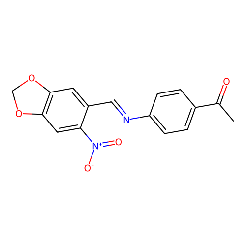 1-(4-{[(E)-(6-nitro-1,3-benzodioxol-5-yl)methylidene]amino}phenyl)ethanone structure