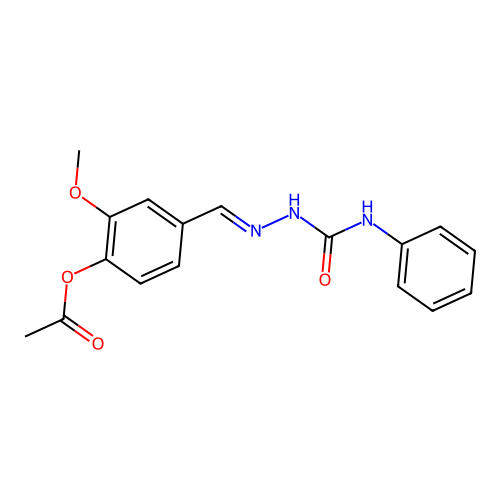 [2-methoxy-4-[(E)-(phenylcarbamoylhydrazinylidene)methyl]phenyl] acetate structure