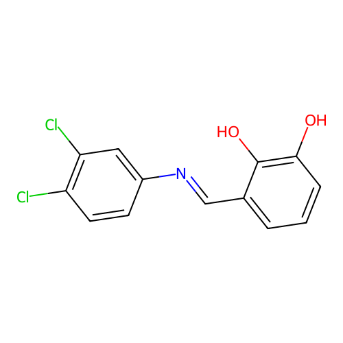 3-{(E)-[(3,4-dichlorophenyl)imino]methyl}benzene-1,2-diol structure