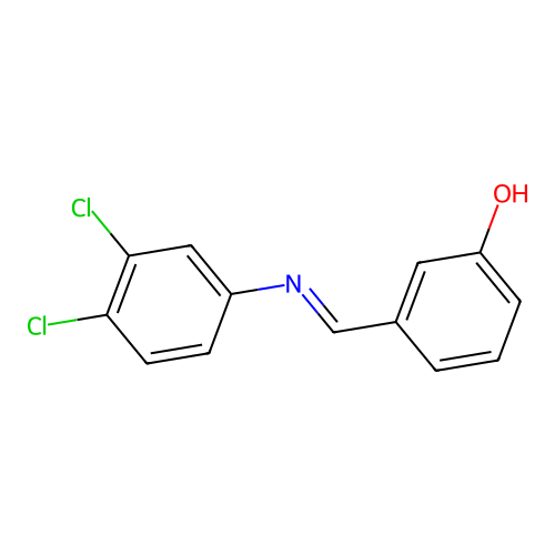 3-{(E)-[(3,4-dichlorophenyl)imino]methyl}phenol structure