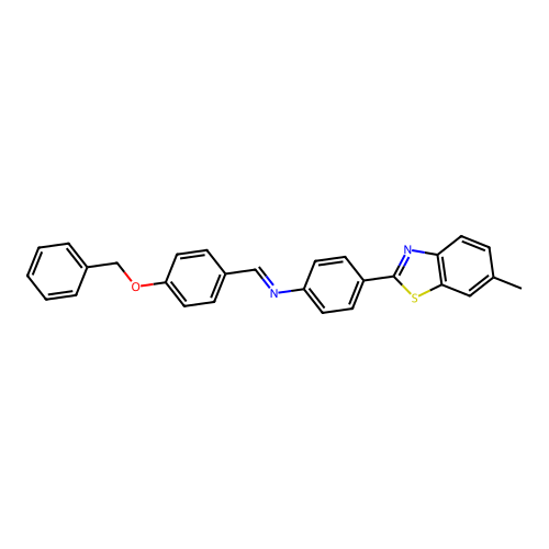 N-[4-(benzyloxy)benzylidene]-4-(6-methyl-1,3-benzothiazol-2-yl)aniline structure