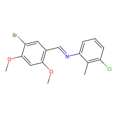 (E)-1-(5-Bromo-2,4-dimethoxyphenyl)-N-(3-chloro-2-methylphenyl)methanimine structure