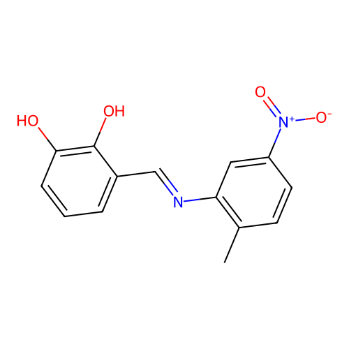 3-{(E)-[(2-methyl-5-nitrophenyl)imino]methyl}benzene-1,2-diol structure