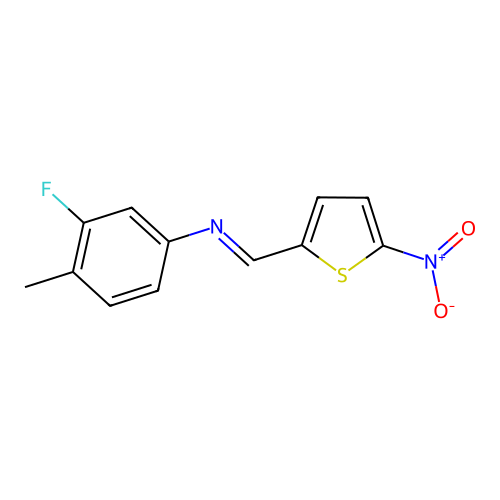 3-fluoro-4-methyl-N-[(5-nitro-2-thienyl)methylene]aniline structure