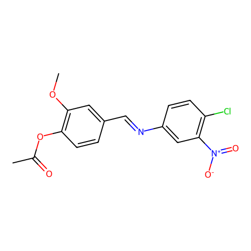 4-{(E)-[(4-chloro-3-nitrophenyl)imino]methyl}-2-methoxyphenyl acetate structure