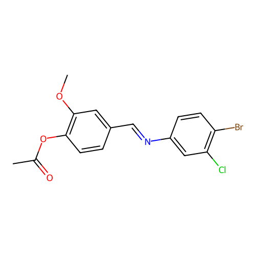 4-{[(4-Bromo-3-chlorophenyl)imino]methyl}-2-methoxyphenyl acetate structure