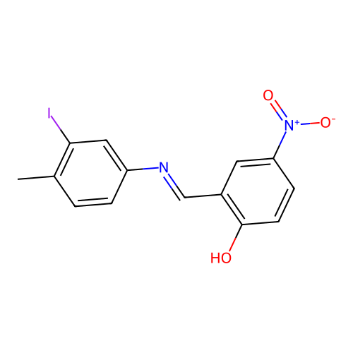 2-{(E)-[(3-iodo-4-methylphenyl)imino]methyl}-4-nitrophenol structure