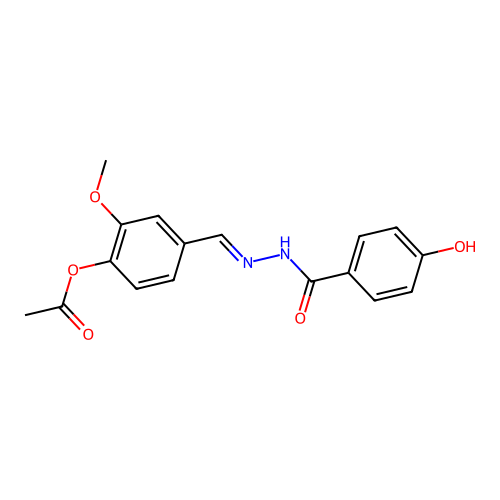 [4-[(E)-[(4-hydroxybenzoyl)hydrazinylidene]methyl]-2-methoxyphenyl] acetate structure
