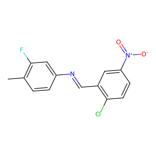 (2-Chloro-5-nitro-benzylidene)-(3-fluoro-4-methyl-phenyl)-amine structure