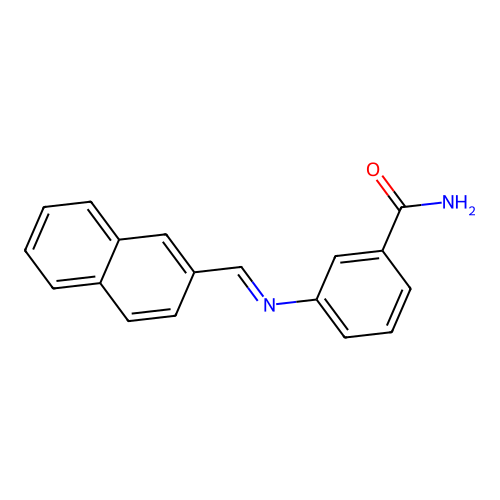 3-{[(E)-萘-2-基亚甲基]氨基}苯甲酰胺 structure