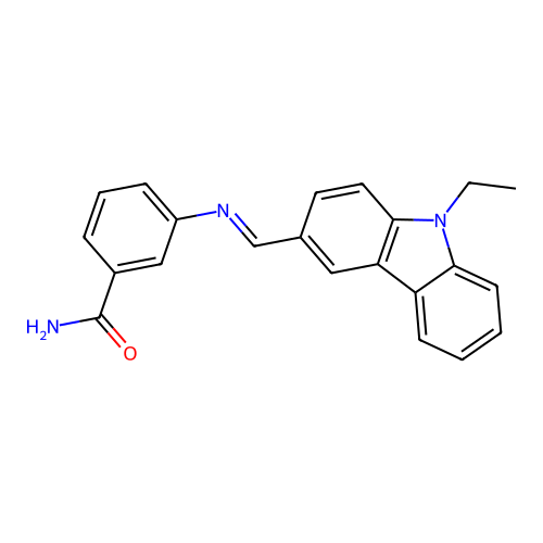 3-{[(E)-(9-ethyl-9H-carbazol-3-yl)methylidene]amino}benzamide structure