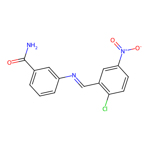 3-({2-氯-5-硝基亚苄基}氨基)苯甲酰胺 structure