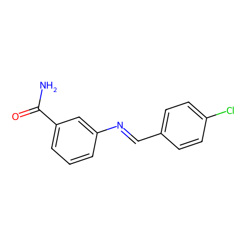 3-{[(E)-(4-chlorophenyl)methylidene]amino}benzamide structure