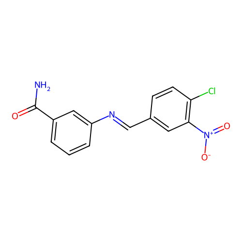 3-({4-氯-3-硝基亚苄基}氨基)苯甲酰胺 structure