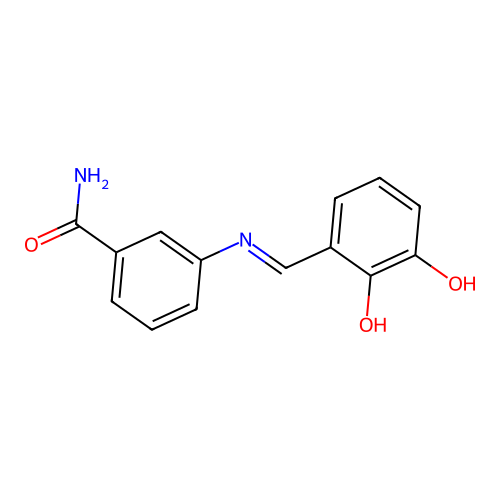 3-{[(E)-(2,3-dihydroxyphenyl)methylidene]amino}benzamide structure