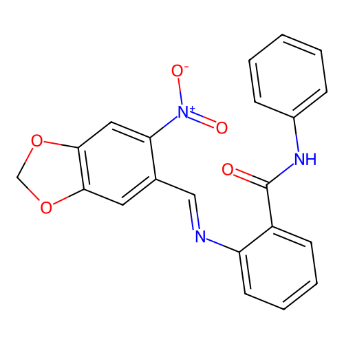 2-[(6-nitro-1,3-benzodioxol-5-yl)methylideneamino]-N-phenylbenzamide structure