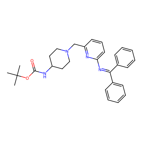 Carbamic acid, [1-[[6-[(diphenylmethylene)amino]-2-pyridinyl]methyl]-4-piperidinyl]-, 1,1-dimethylethyl ester structure